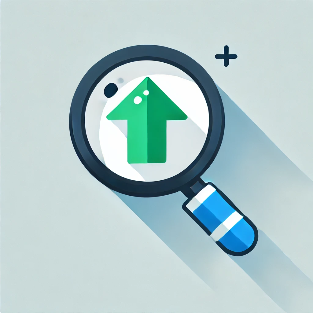 Home - Subtle IT 3 representing SEO Performance Optimization. Include a magnifying glass with an upward arrow inside it symbolizing search Subtle IT | Web Development for Businesses of All Sizes